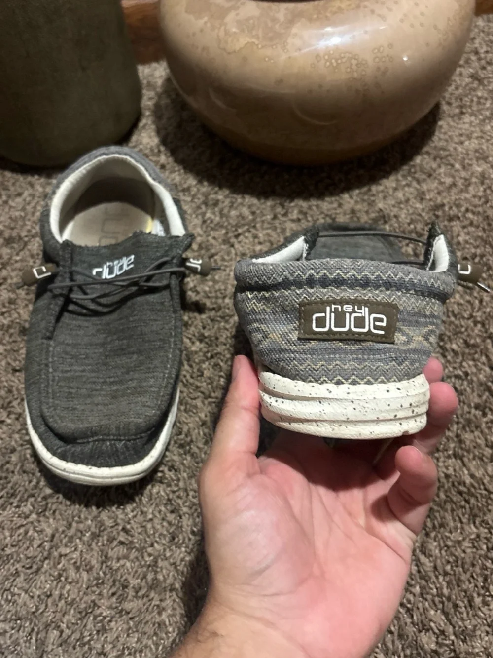 Hey Dude Men's Casual Slip-On Shoes - Charcoal Gray with White Sole